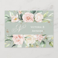 Monogramme Floral Rose Aquarelle Enregistrer la Da