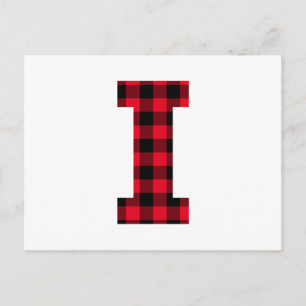 Carte Postale Monogramme I en lettre gras avec plaid de buffle r
