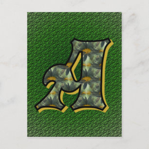 Carte Postale Monogramme Initial A Art Floral Marguerites