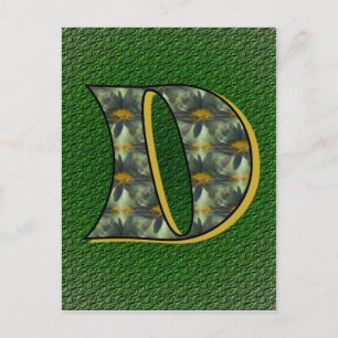 Carte Postale Monogramme Initial D Fleurs D'art