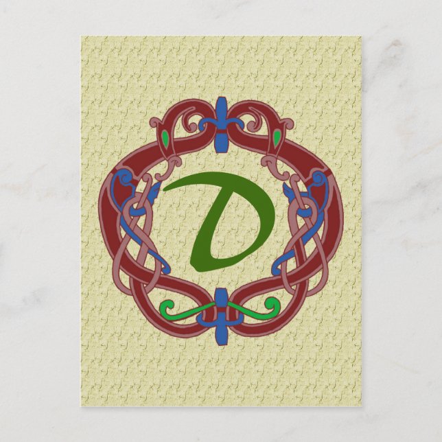 Carte postale Monogramme Initiales Design celtique (Devant)
