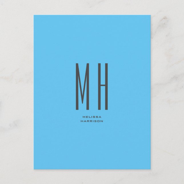 Carte Postale Monogramme moderne Professionnel Plat Ciel Simple  (Devant)