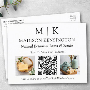 Carte Postale Monogramme ou ajouter un logo Business QR Code 2 P