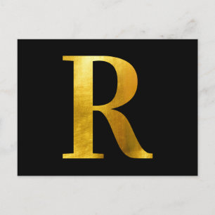 Carte Postale Monogramme R à huile d'or classique sur noir
