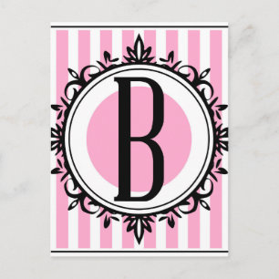 Carte Postale monogramme rose 'B'