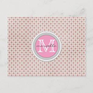Carte Postale monogramme rose foncé
