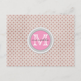 Carte Postale monogramme rose foncé