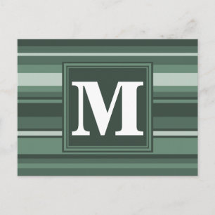 Carte Postale Monogramme sauge bandes vertes