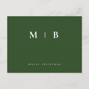 Carte Postale Monogramme simple et élégant Noël vert