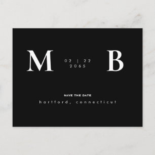 Carte Postale Monogramme simple et élégant Noir/Blanc Enregistre