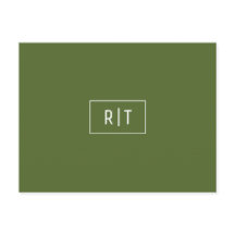 Monogramme vert olive foncé moderne
