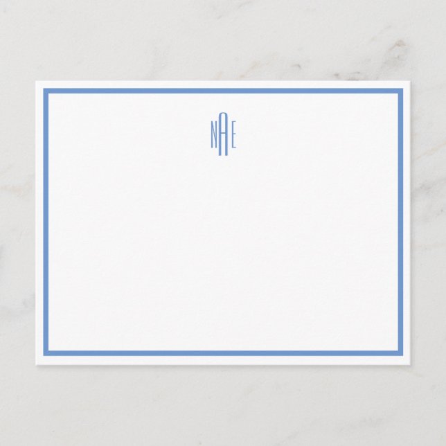 Carte postale monographique bleue et blanche plate (Devant)