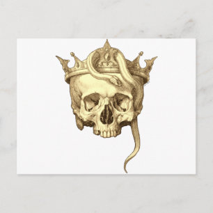 Carte Postale Monotone de crâne gothique classique et de couronn