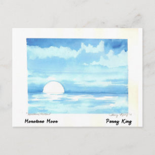 Carte Postale Monotone Moon peinture originale aquarelle