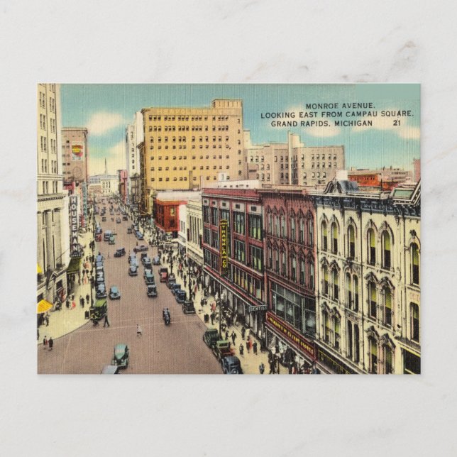Carte Postale Monroe Avenue, Grand Rapids, Michigan (Devant)