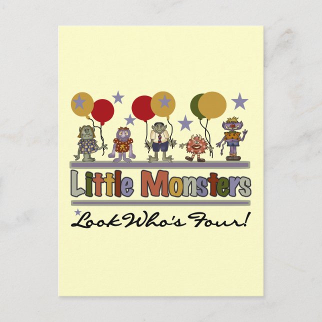 Carte Postale Monster 4th Birthday Tshirts et cadeaux (Devant)