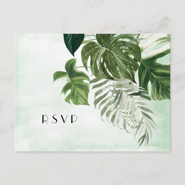 Carte Postale Monstère sauvage feuillage tropical Mariage RSVP (Devant)