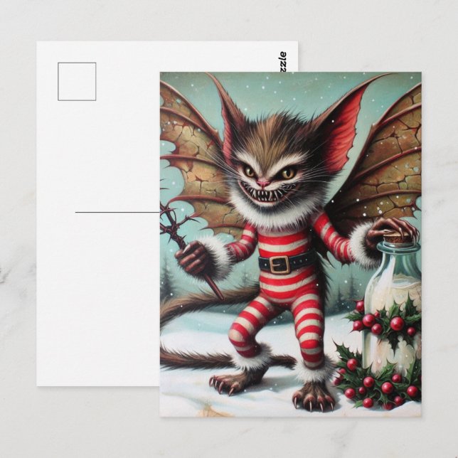 Carte Postale Monstre De Fer De Noël Avec Bouteille De Lait (Devant / Derrière)