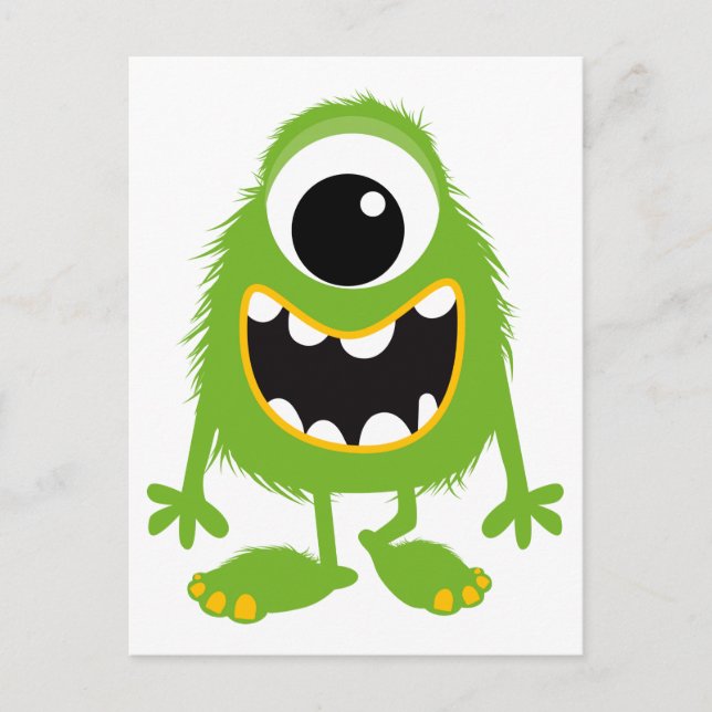 Carte Postale Monstre Green Retro Cute (Devant)