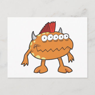 Carte Postale monstre mohawk orange de nombreux yeux