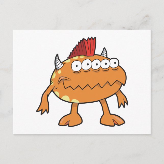 Carte Postale monstre mohawk orange de nombreux yeux (Devant)
