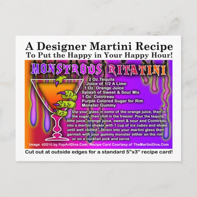 Carte postale Monstrous Rita Halloween Martini Rec (Devant)