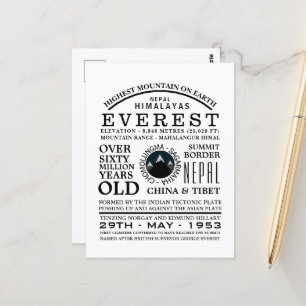 Carte Postale Mont Everest, Information sur l'expédition en mont