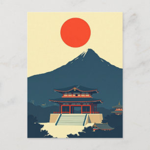 Carte Postale Mont Fuji Japon Minimaliste Rétro