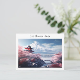 Carte Postale Mont Fuji peint en saison de cerisiers en fleurs