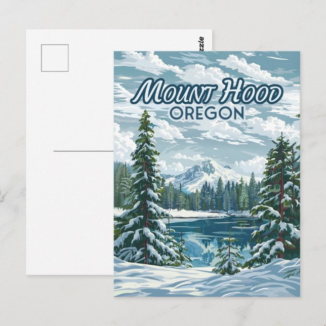 Carte Postale Mont Hood Oregon Ski Pacifique Nord-Ouest Hiver (Devant / Derrière)