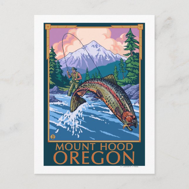 Carte Postale Mont Hood, OregonScène de pêcheurs (Devant)