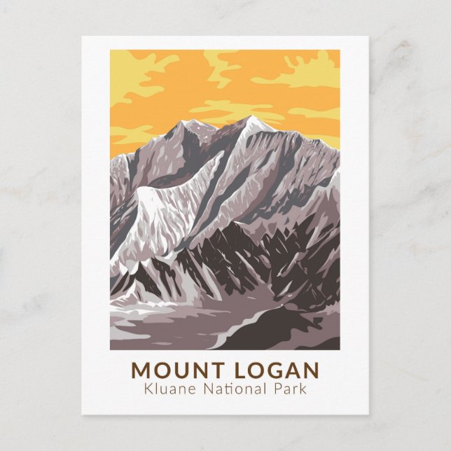 Carte Postale Mont Logan Canada Voyage Art Rétro (Devant)