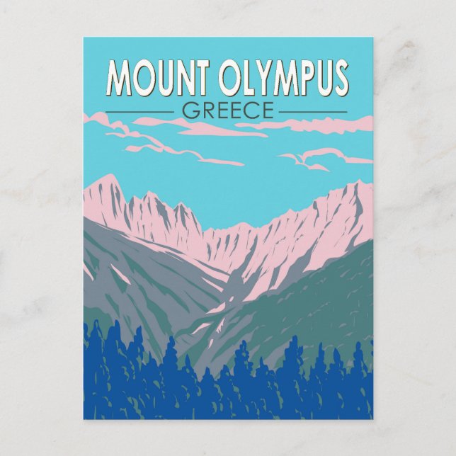 Carte Postale Mont Olympe Grèce Voyage Art Rétro (Devant)