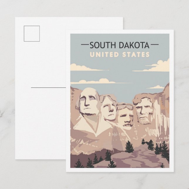Carte Postale Mont Rushmore Dakota du Sud Voyage à l'ancienne  (Devant / Derrière)