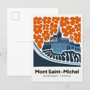 Carte Postale Mont Saint Michel France abstraite florale