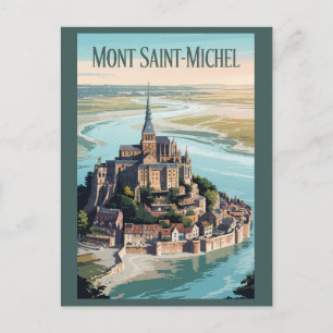 Carte Postale Mont-Saint-Michel France Illustration Art de Voyag