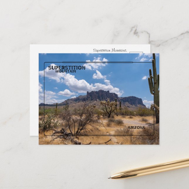 Carte Postale Montagne de la Superstition (Devant/Arrière en situation)