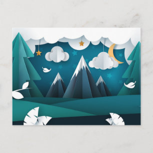 Carte Postale Montagne de papier artisanale Ciel nocturne