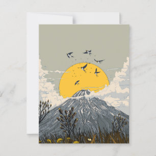 Carte Postale Montagne du volcan fleur sauvage