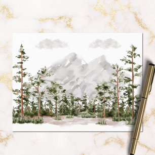 Carte Postale Montagne et forêt aquarelle