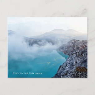 Carte Postale Montagne Soufre Cratère Étang Bleu Brouillard Brum