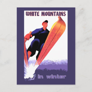 Carte Postale Montagnes blanches vintages rétro en hiver