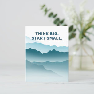 Carte Postale Montagnes bleu minimaliste Wavy Citation inspirant