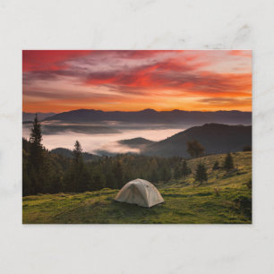 Carte Postale Montagnes   Camping Foggy Sunrise