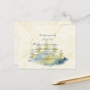 Carte Postale Montagnes d'or Contexte Arbres verts et bleus RSVP