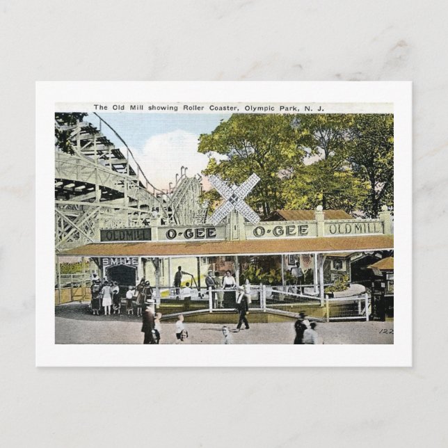 Carte Postale Montagnes Russes, Parc olympique, Irvington NJ Vin (Devant)