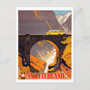 Carte Postale Montagnes suisses, voyages aériens vintage