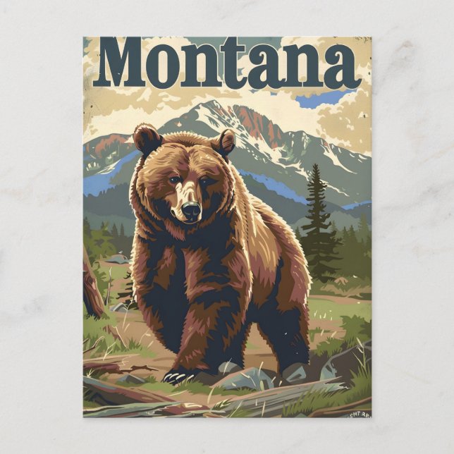 Carte Postale Montana Grizzly Vintage (Devant)