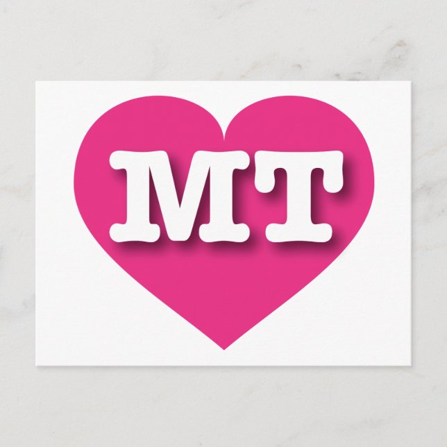 Carte Postale Montana Hot Pink Heart - J'aime MT (Devant)