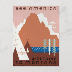 Carte Postale Montana Paysage Art Photos Vintages Ancienne esthé